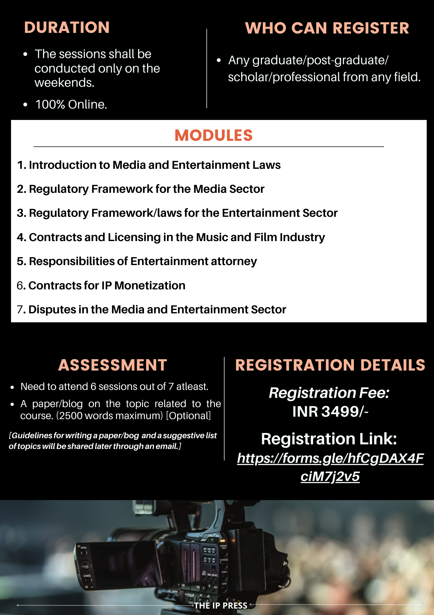 Certificate Course on Media and Entertainment Laws (3rd March to 24th ...