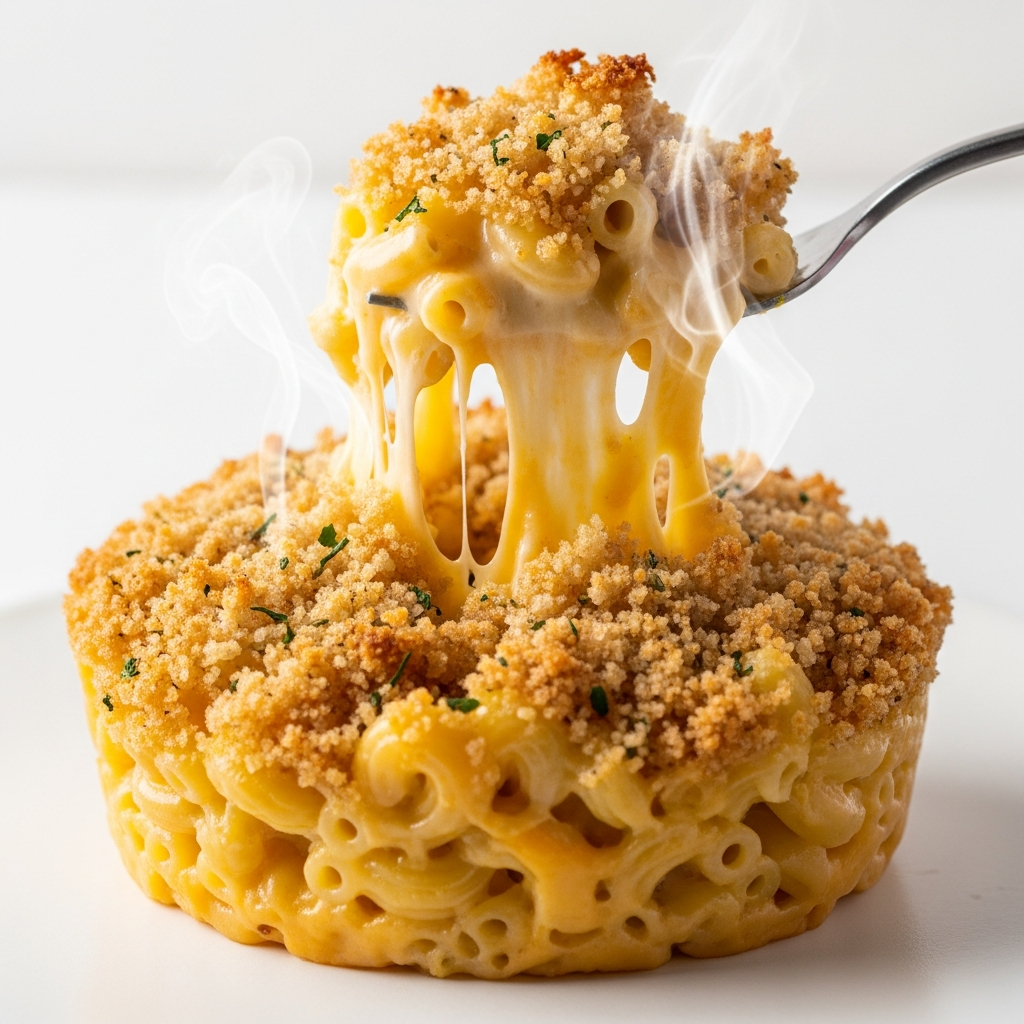Baked Macaroni and Cheese with Velvety Sauce and Breadcrumb Crust
