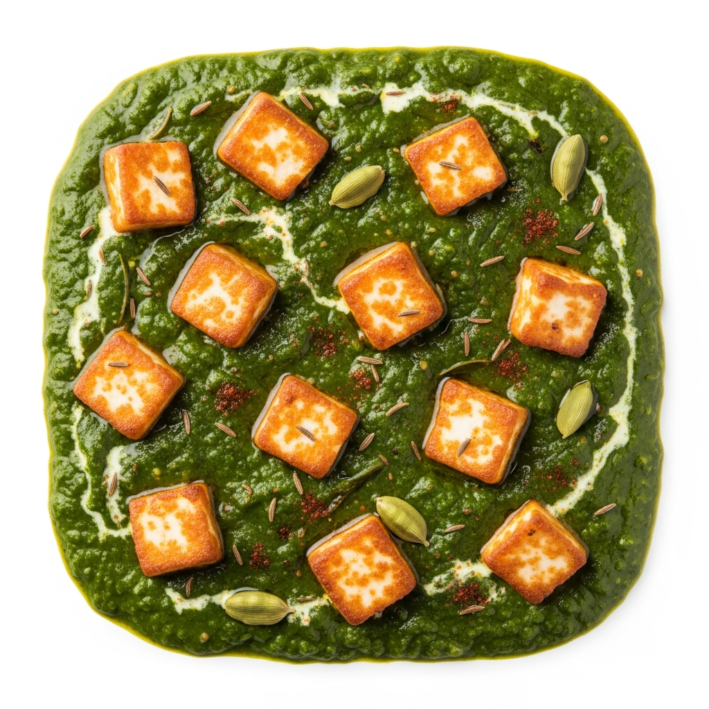Palak Paneer with Fresh Cottage Cheese Cubes