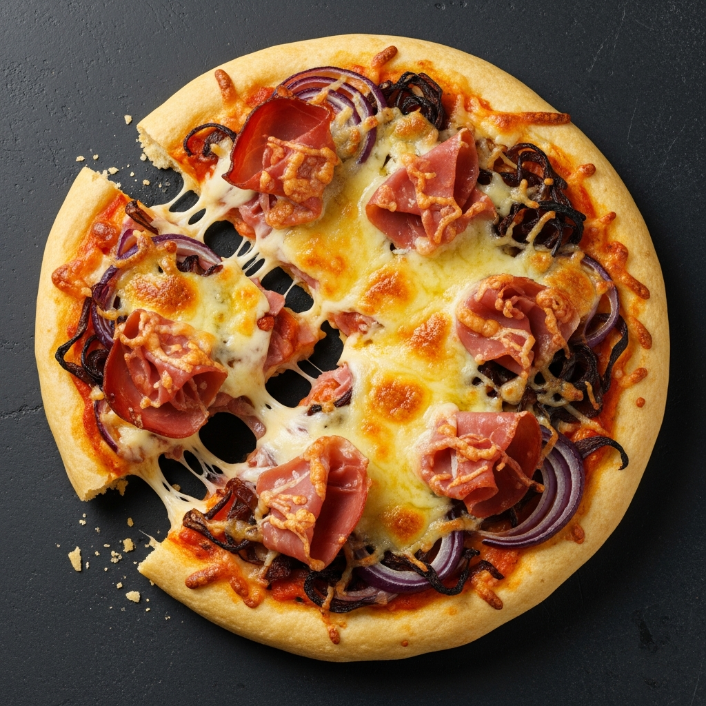 Quick Oven-Baked Tortilla Pie with Cured Ham and Duo of Onions