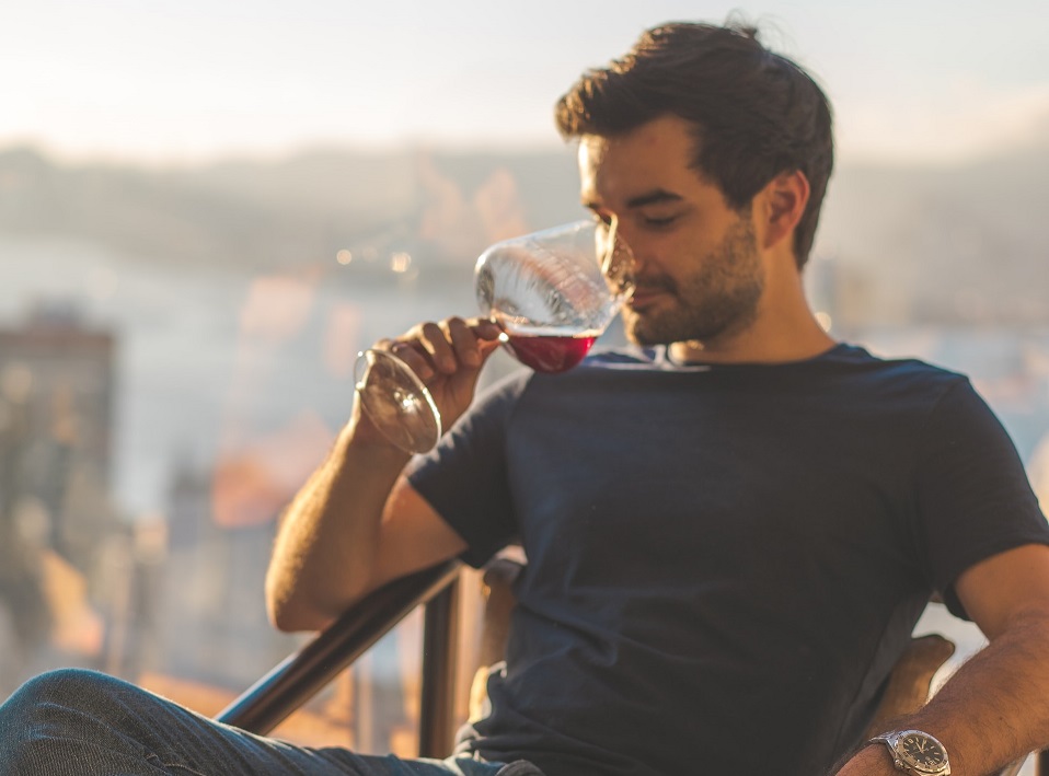 Man Drinking Wine