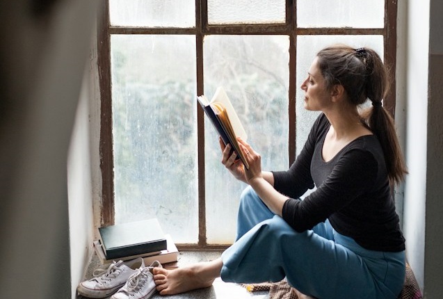 Woman Reading In Window 2