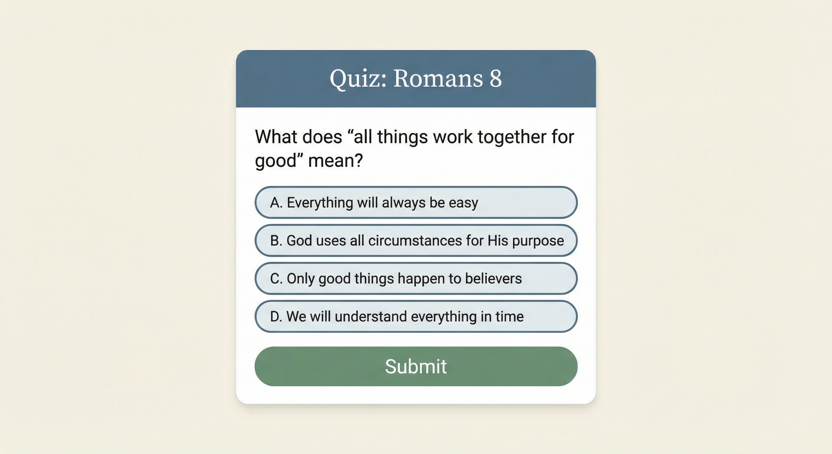 Interactive quiz screen