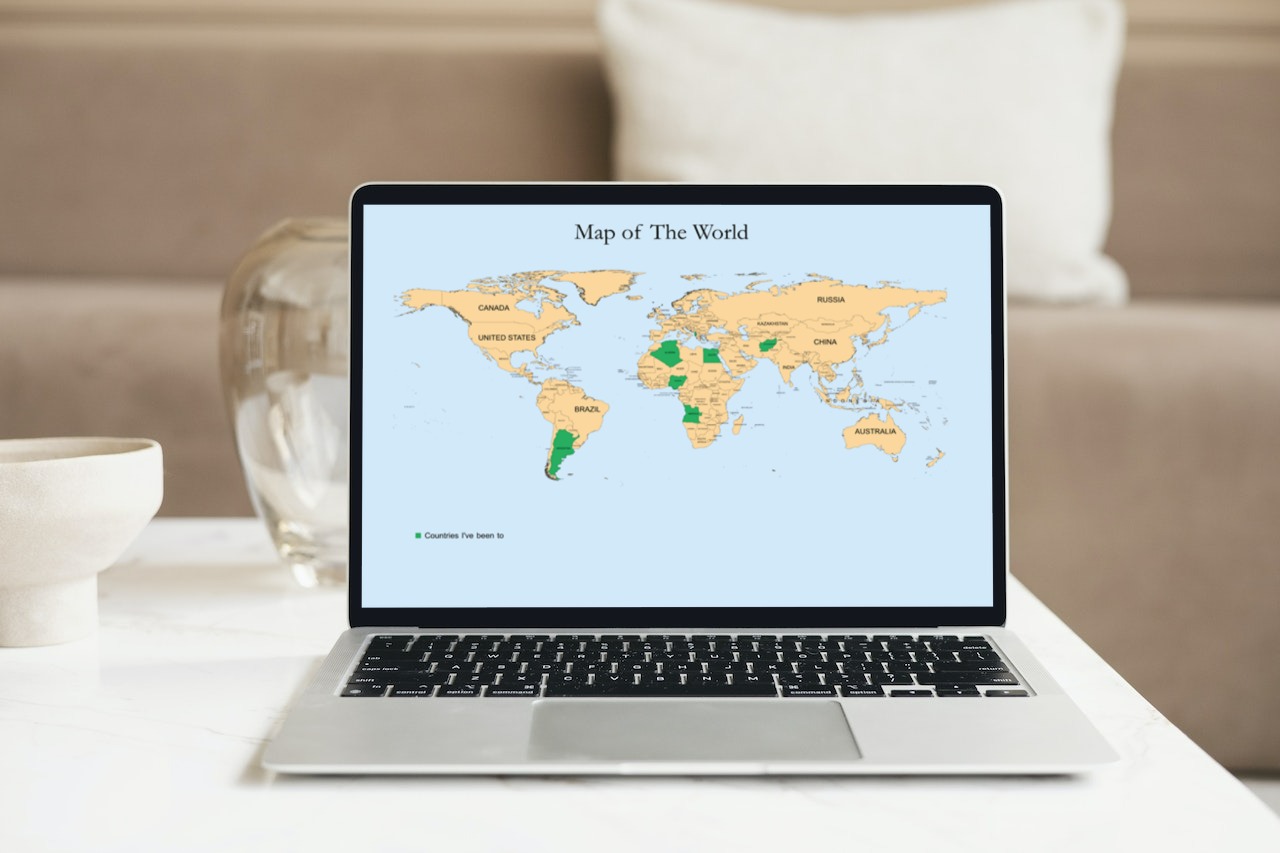 sample themapic countries visited on macbook