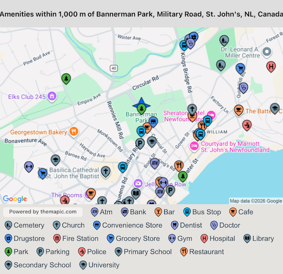 Example listing visuals showing nearby neighborhood amenities