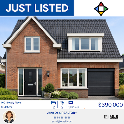 Example social post promoting new listing