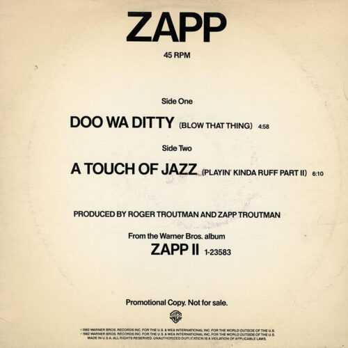 Zapp Doo Wa Ditty / A Touch Of Jazz Warner Bros. Records Promo Vinyl