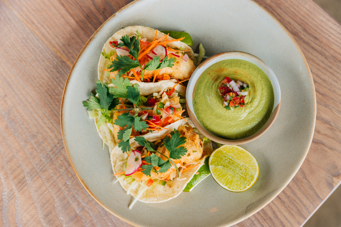 Ensenada fish tacos available during Weekday Lunch