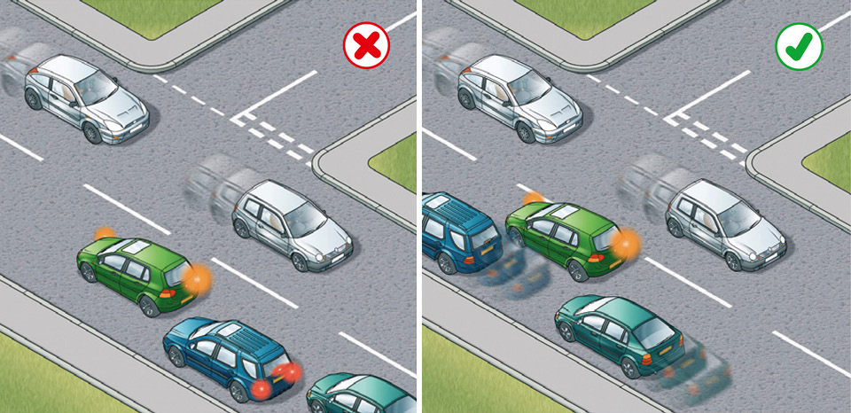 Rule 180: Position your vehicle correctly to avoid obstructing traffic