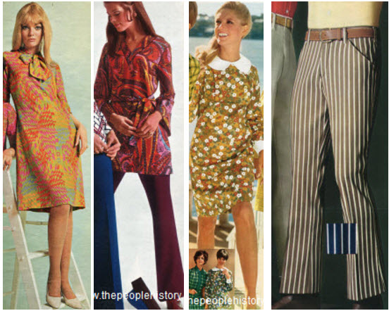 Clothes and men's and ladies fashions in the 1960's prices and examples