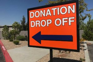 Photo of a donation drop off sign