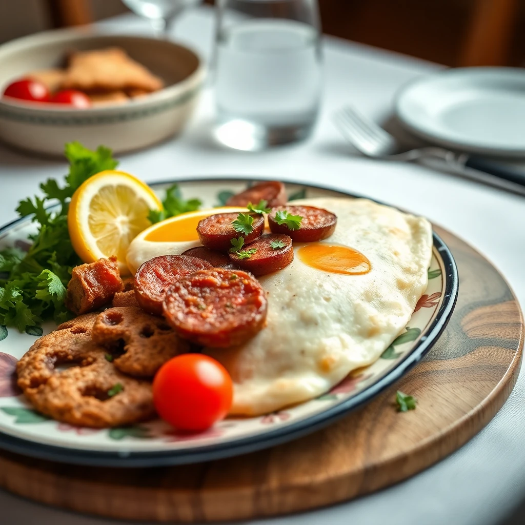Sucuklu Sosisli Kaşarlı Omlet
