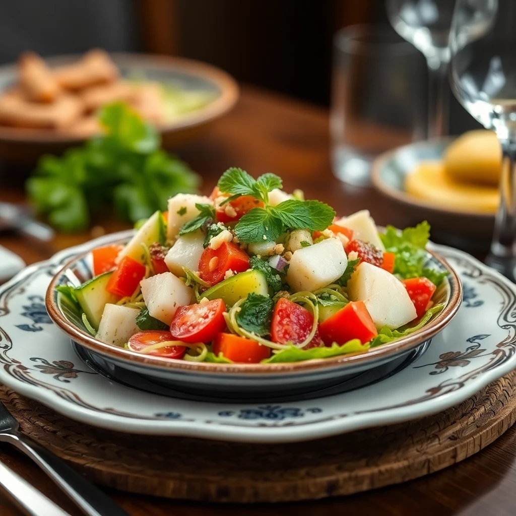 Beyaz Lahana ve Salatalıklı Sebze Salatası