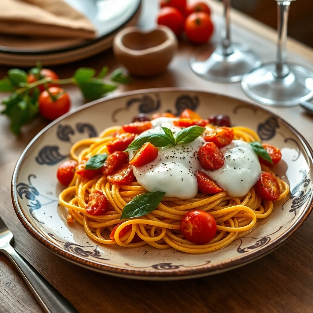 Spagetti Alla Domates ve Yoğurt Soslu