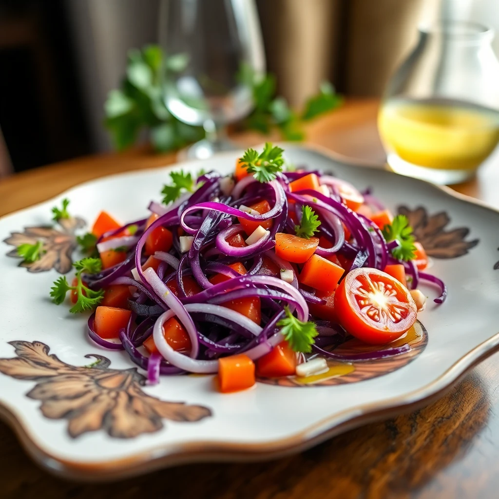 Mor Lahana ve Domatesli Soğan Salatası