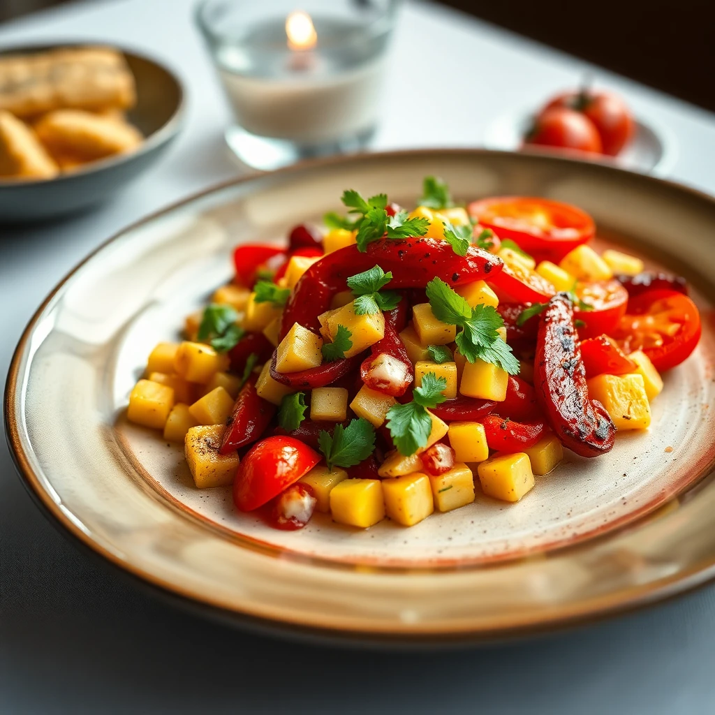 Közlenmiş Kırmızı Biber ve Mısır Salatası