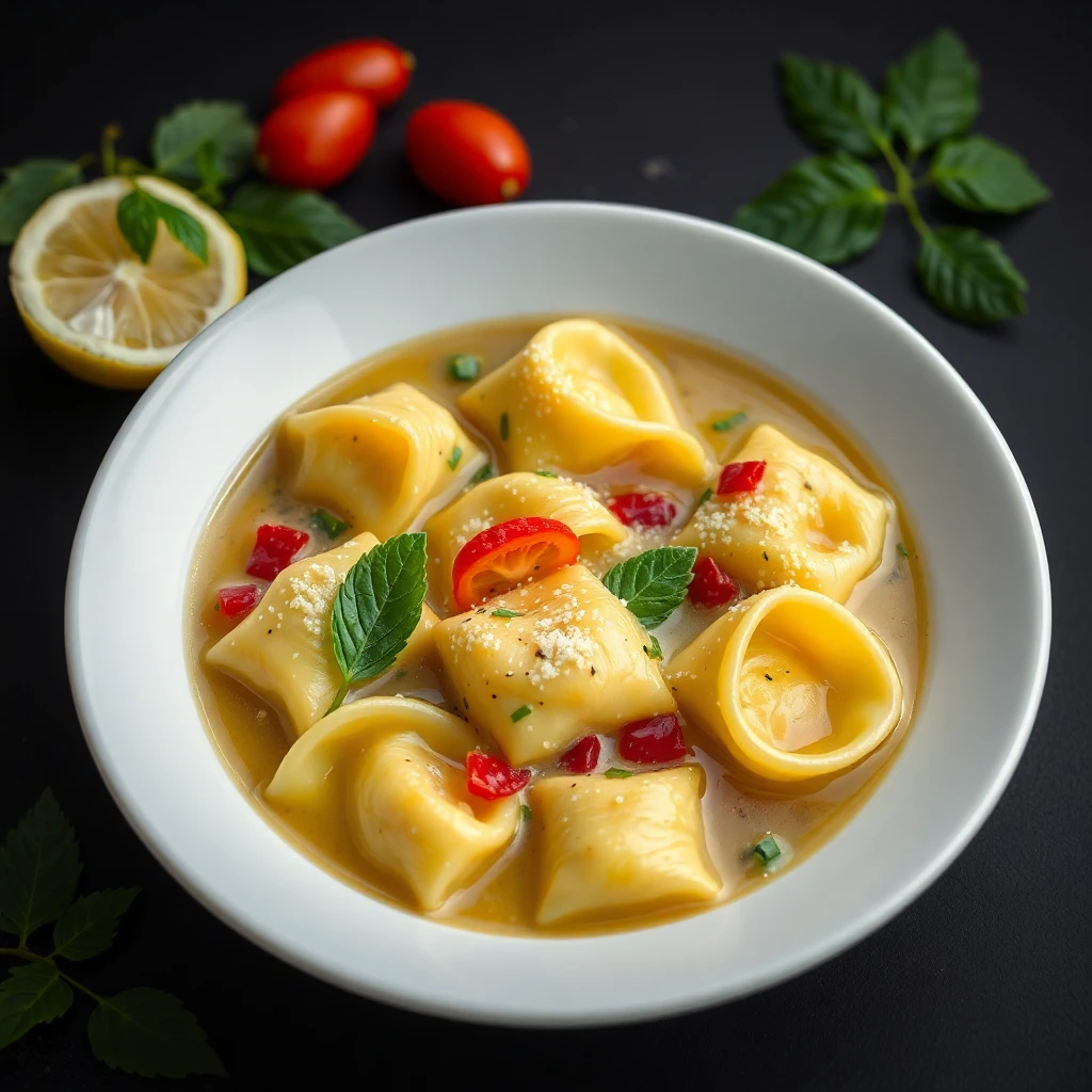 Tavuklu Peynirli Tortellini Çorbası