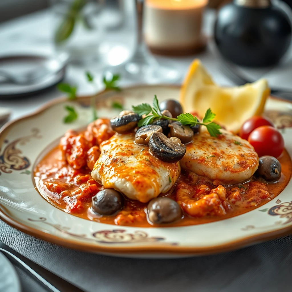 Zeytinli Tavuk ve Mantar Soslu Patlıcan