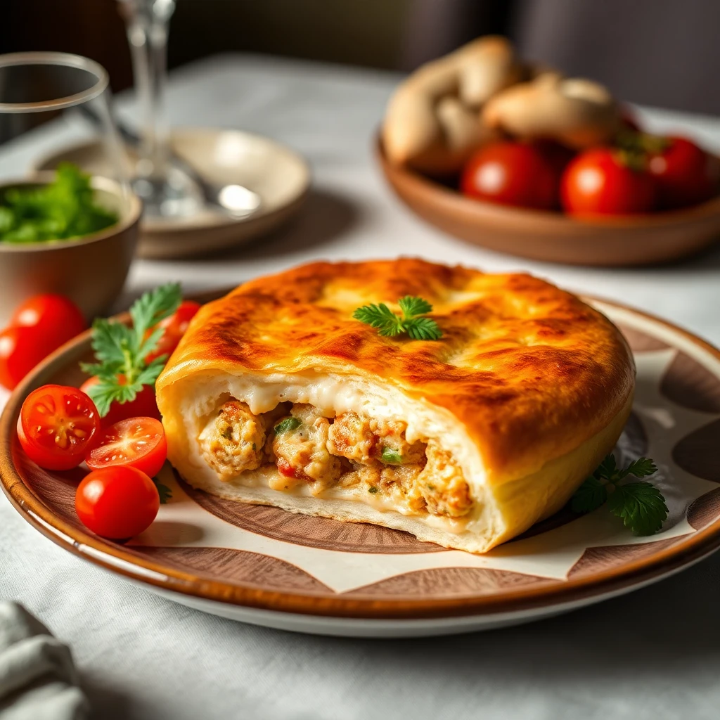 Közlenmiş Kırmızı Biberli Tahinli Soslu Börek