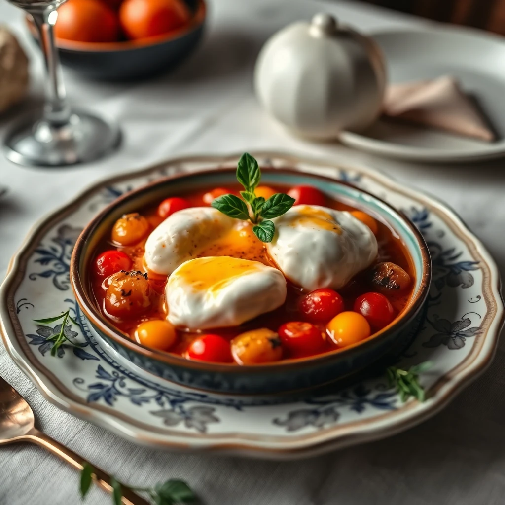 Burrata Peynirli Bademli İsotlu Soğuk Çorba