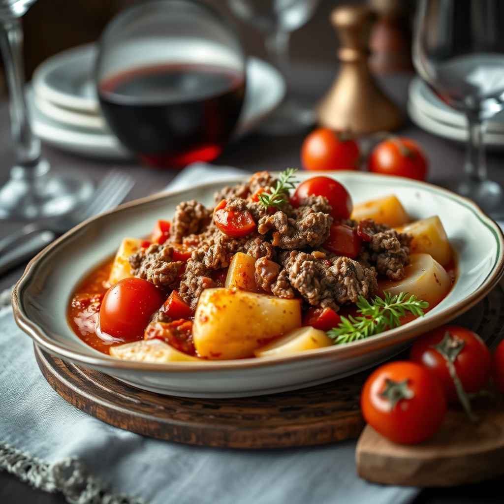Thermomix TM6 ile Kıymalı Domatesli Patates Yemeği