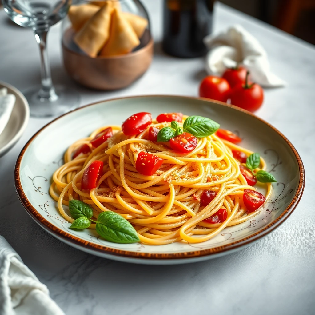 Domatesli ve Naneli Spagetti