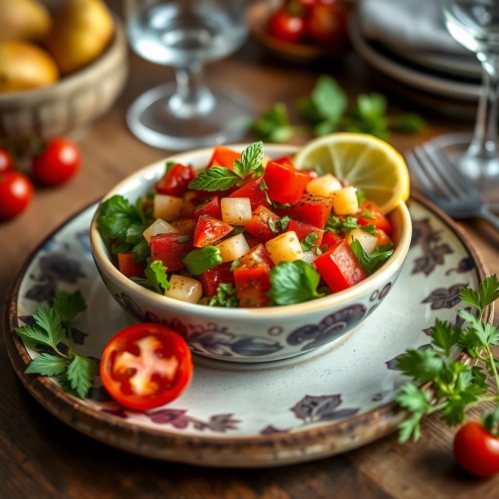 Aromatik Çaylı Fındık ve Biber Soslu Çilek Salatası