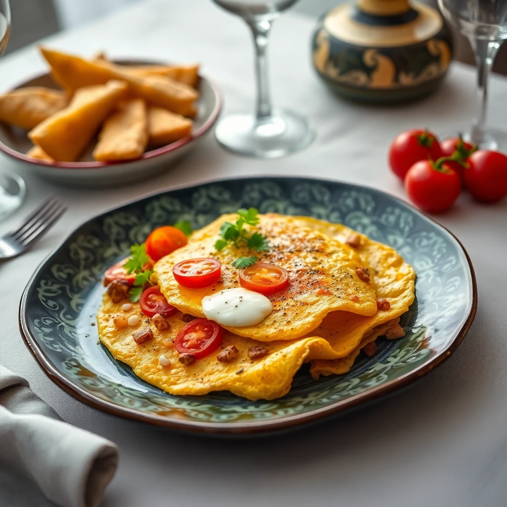 Peynirli ve Zeytinli Biberli Omlet