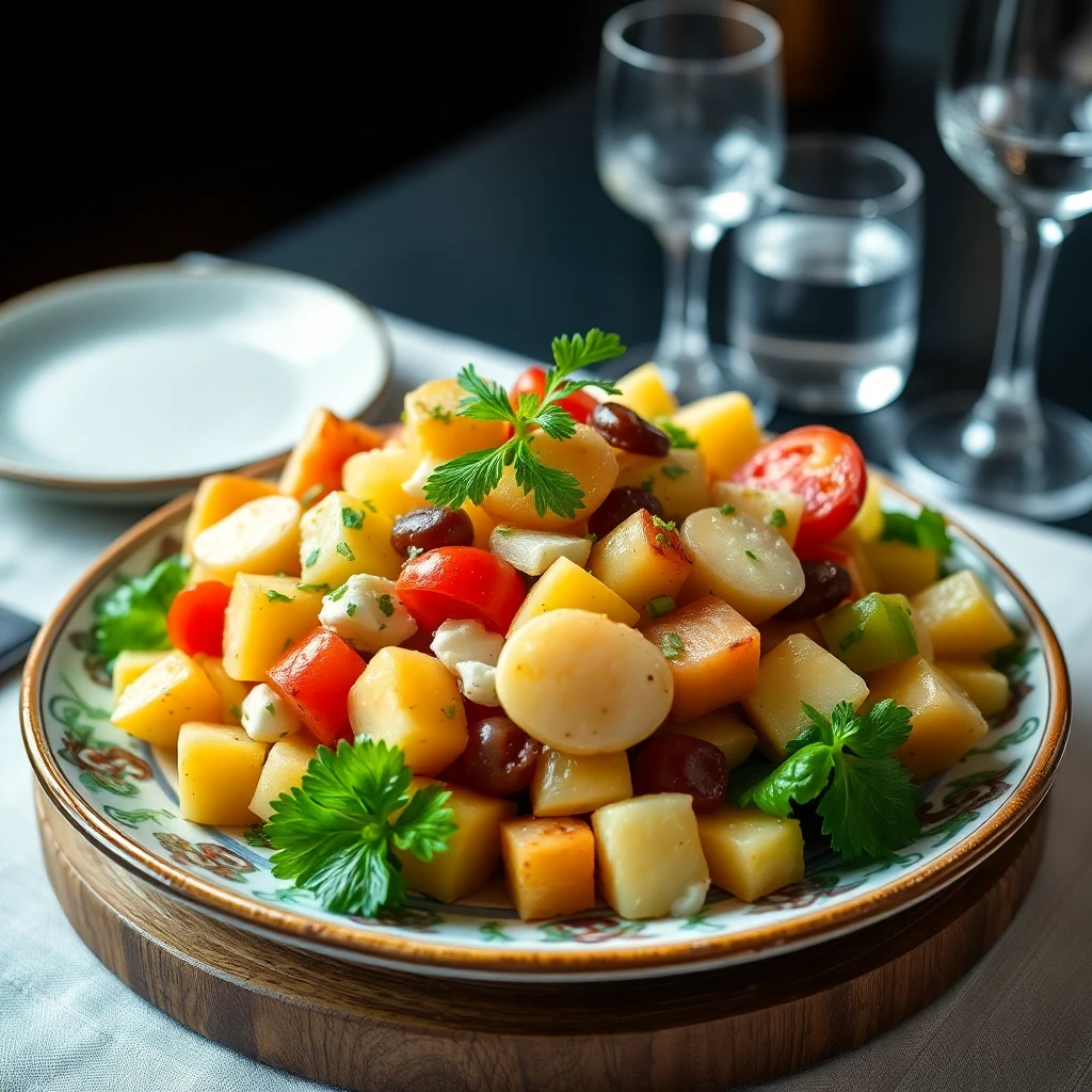 Mor Lahana ve Kuru Domatesli Patates Salatası