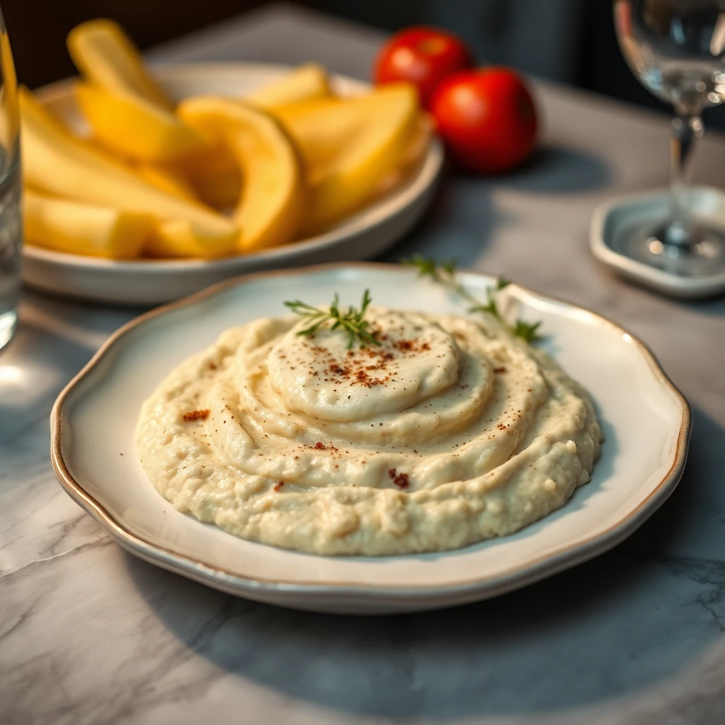 Yeşil Elmalı Patates Püresi ve Parmesanlı Krep