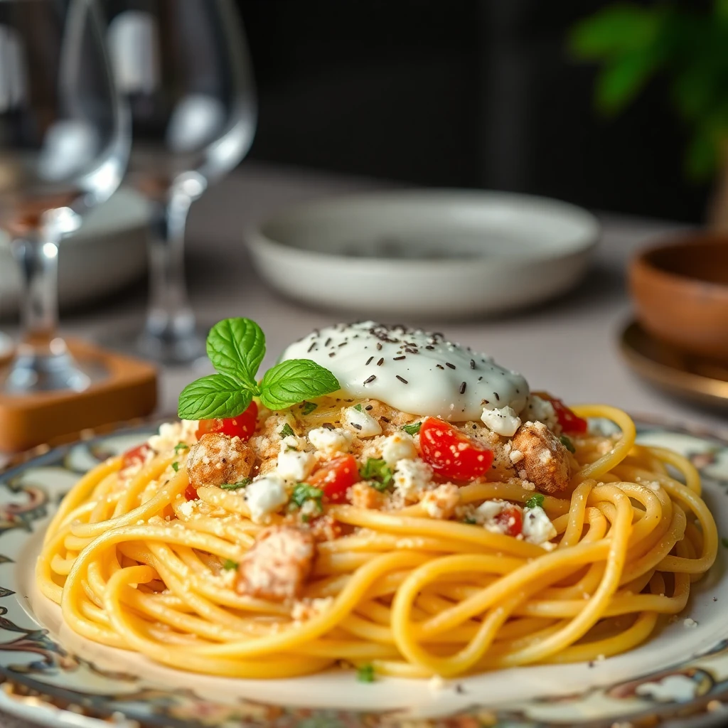 Zencefilli Baharatlı Pilav ve Yoğurt Soslu Spagetti