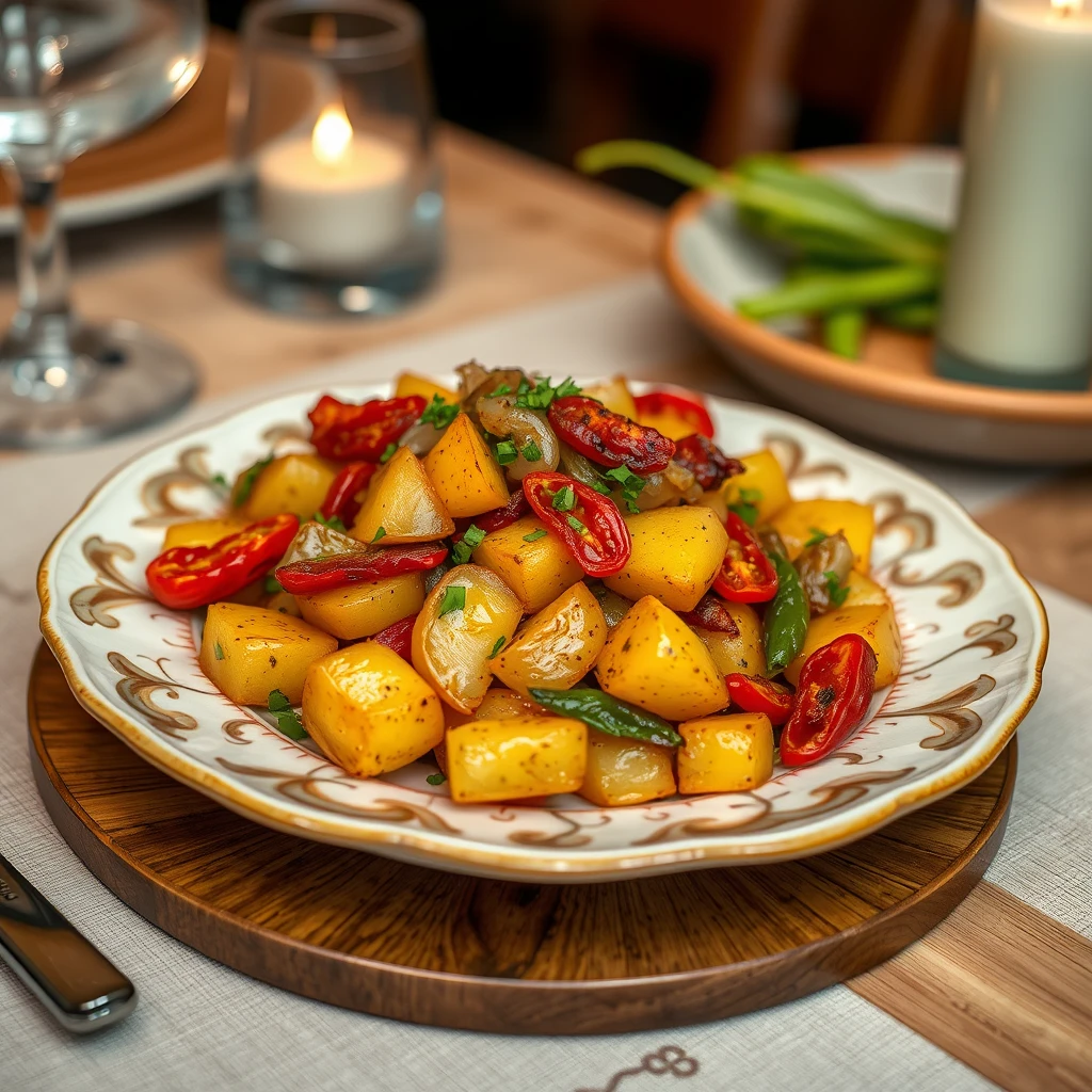 Kapya Biberli ve Kuru Domatesli Patates Yemeği