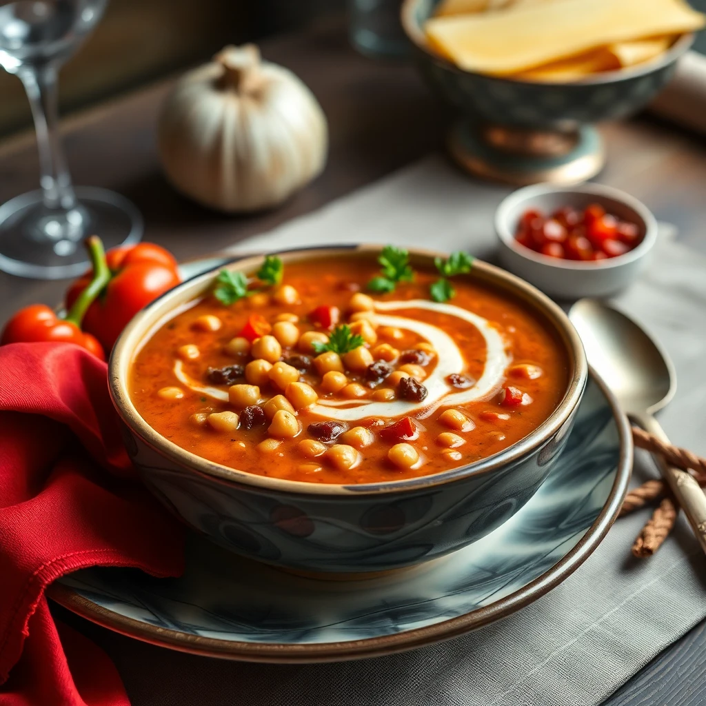 Spiced Chickpea and Red Lentil Soup