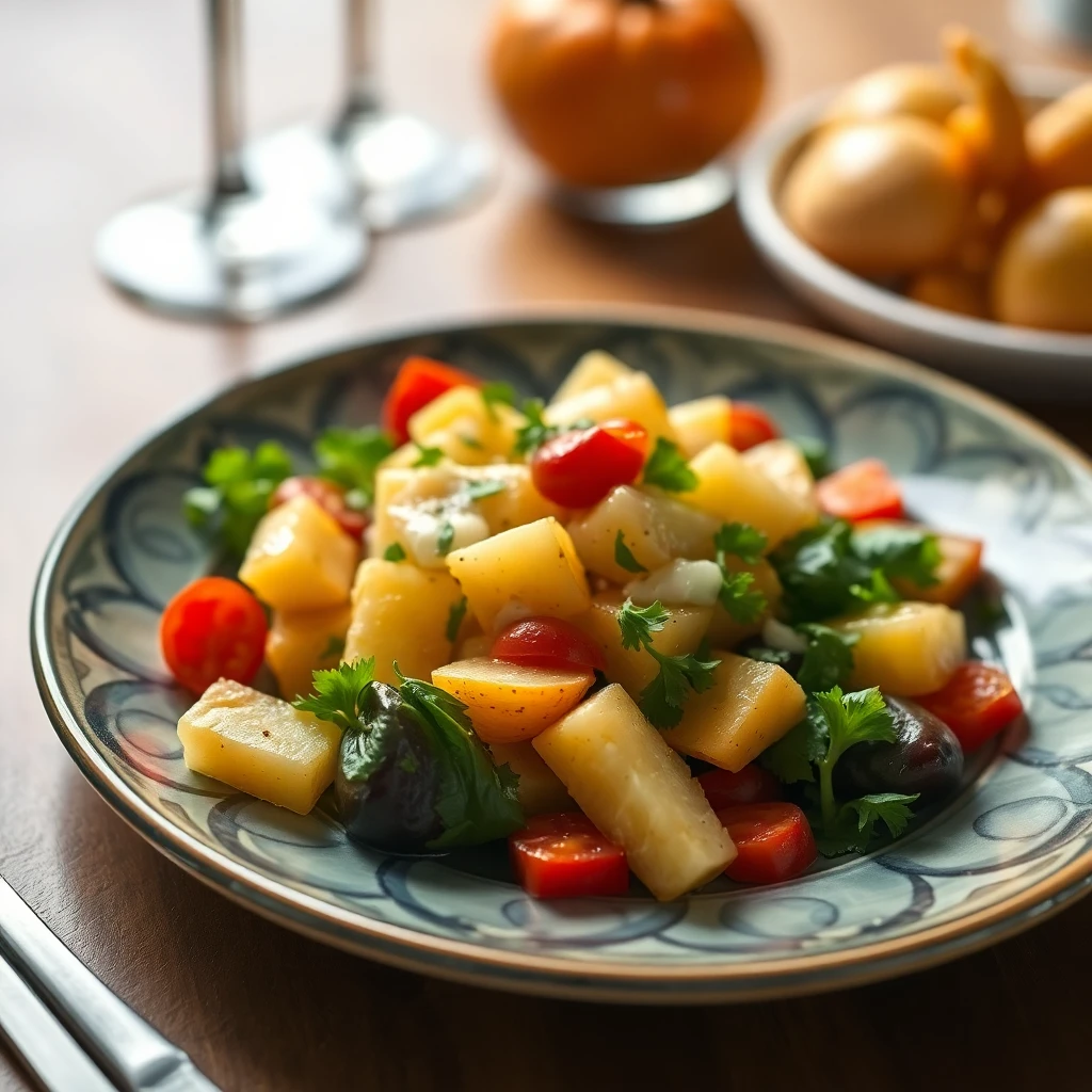 Patatesli Salatalık ve Yeşil Soğan Salatası