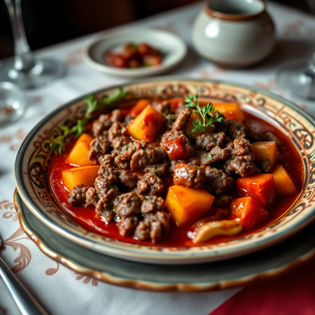 Dana Kıymalı Patatesli Domates Sosu