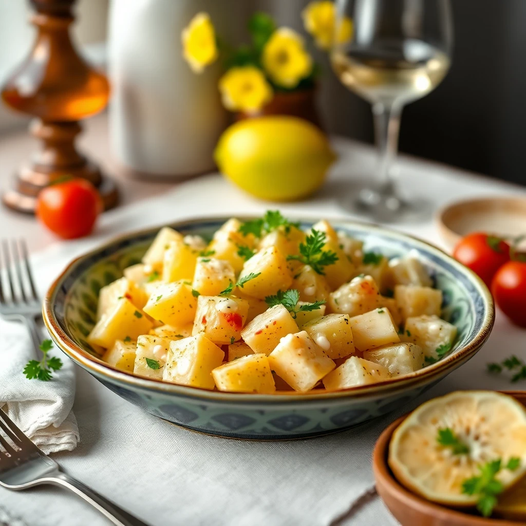 Aromatik Tahinli Patates Salatası