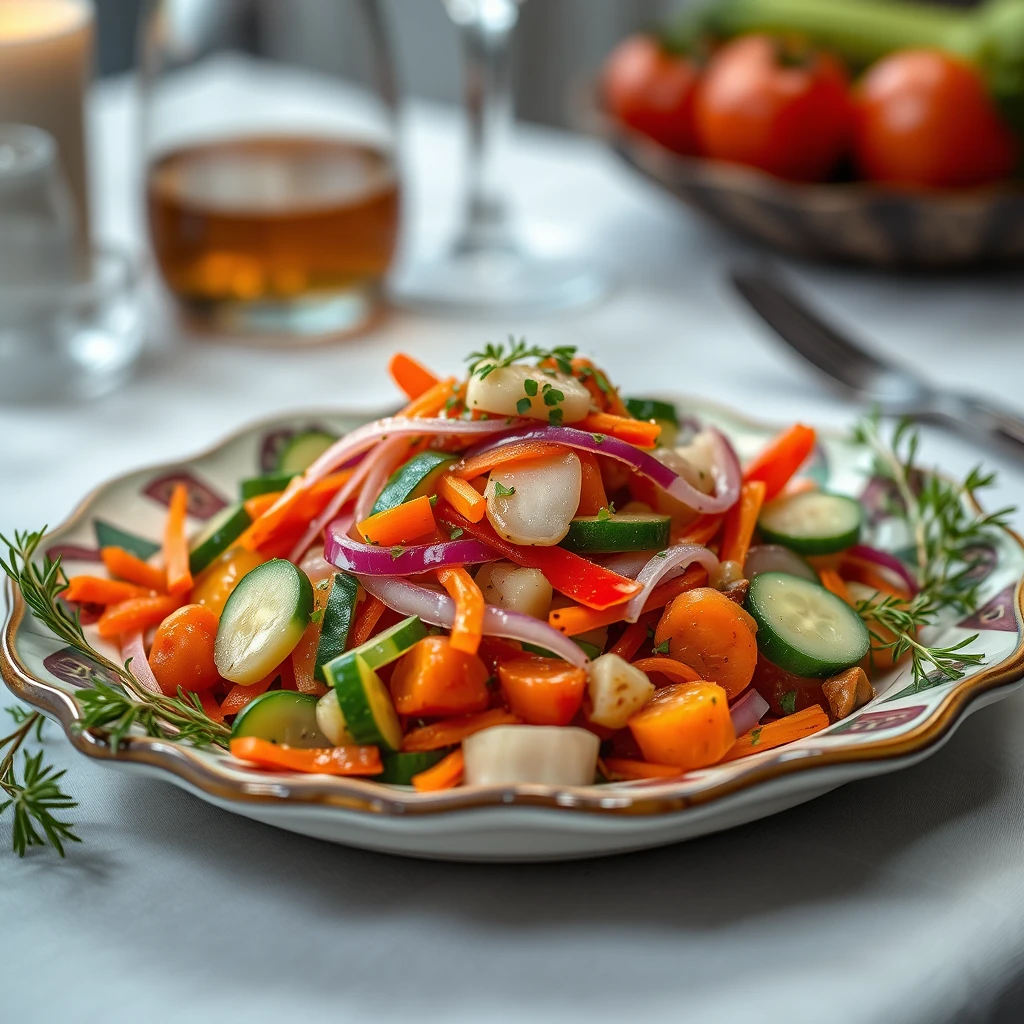 Renkli Sebzeli Baharatlı Soslu Salata