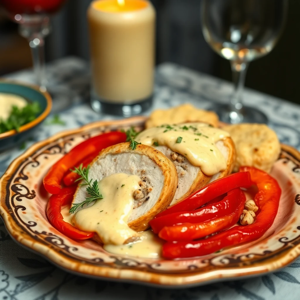 Stuffed Chicken Breast with Mustard Cream Sauce