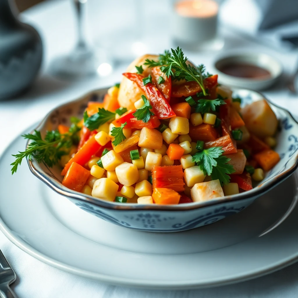 Buharda Mısırlı Sebze Salatası
