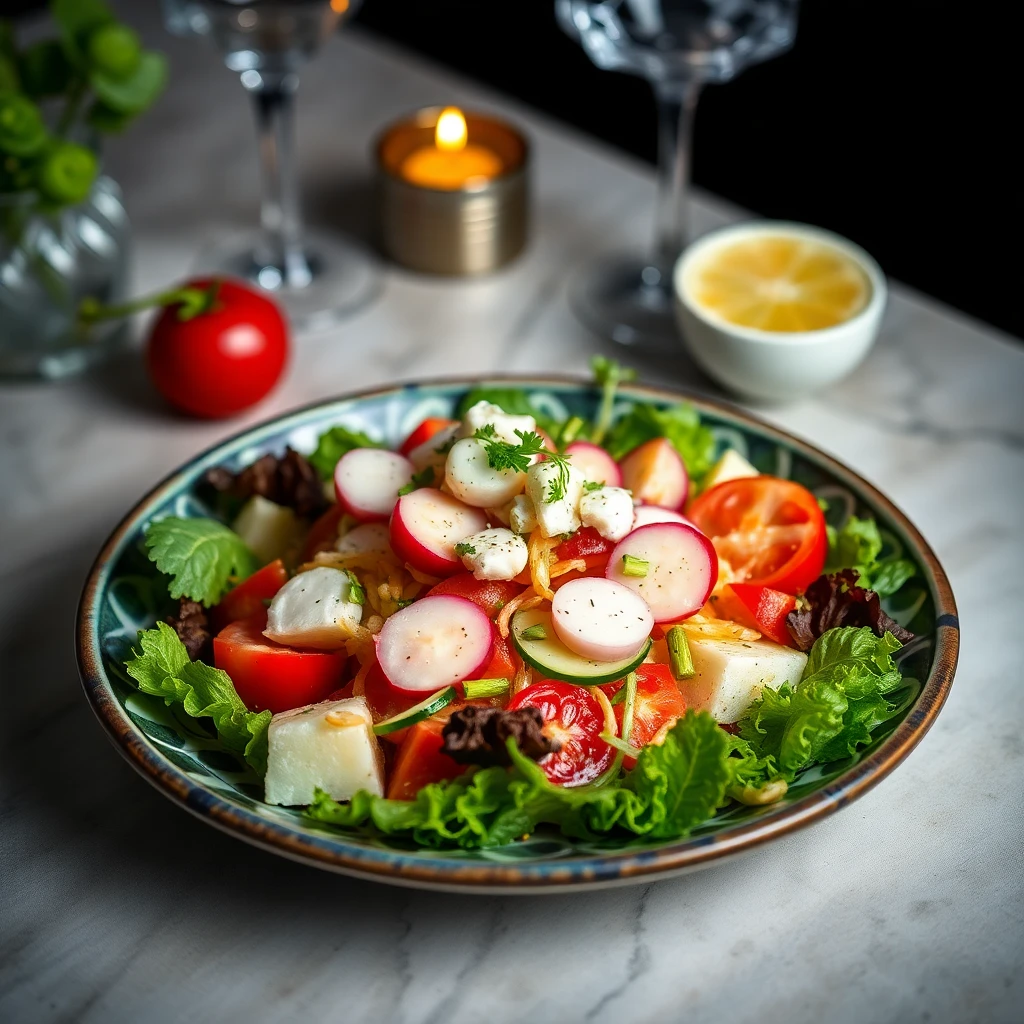 Zeytinyağlı Sirke Soslu Karışık Yağlı Salata