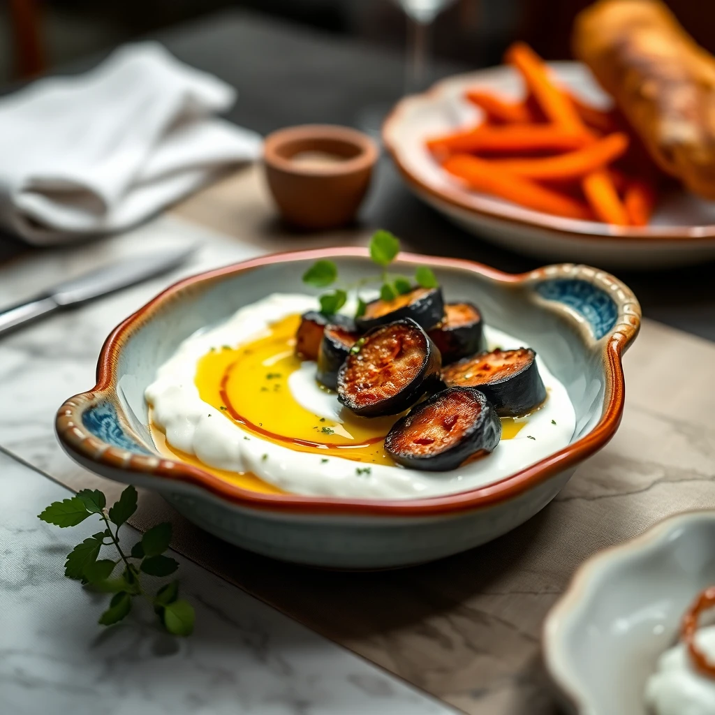 Közlenmiş Patlıcanlı Yoğurtlu Meze
