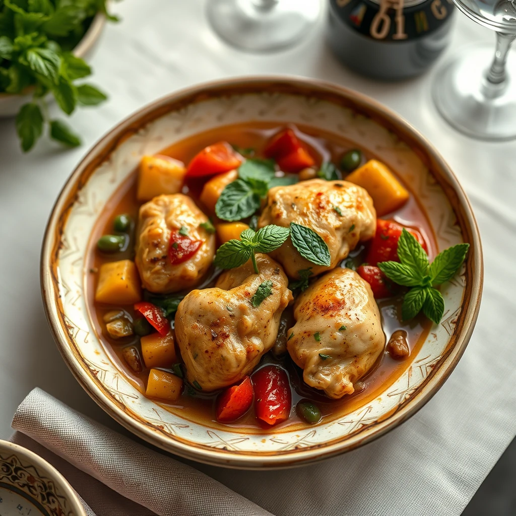 Naneli Tavuklu Sebzeli Güveç