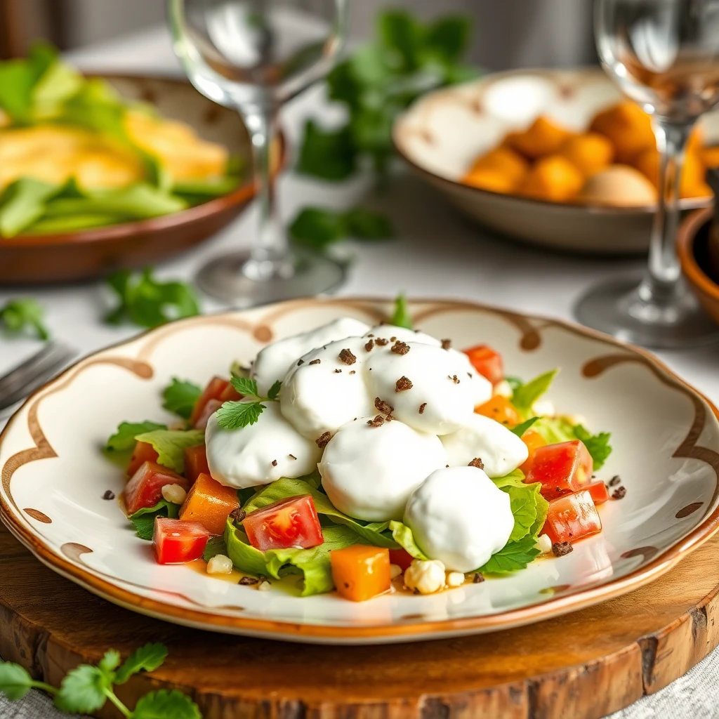 Burrata Peynirli Tavuk ve Nohutlu Salata