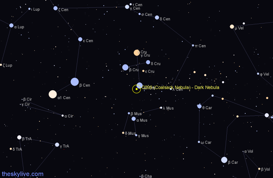 Finder chart C099 (Coalsack Nebula) - Dark Nebula in Crux star