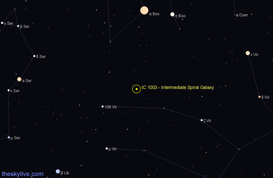 Finder chart IC 1003 - Intermediate Spiral Galaxy in Virgo star