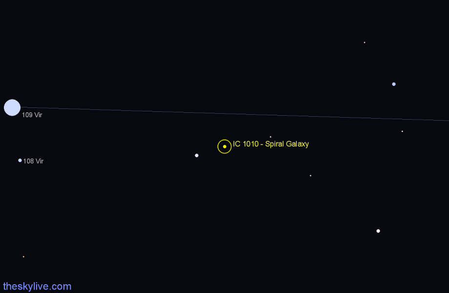 Finder chart IC 1010 - Spiral Galaxy in Virgo star