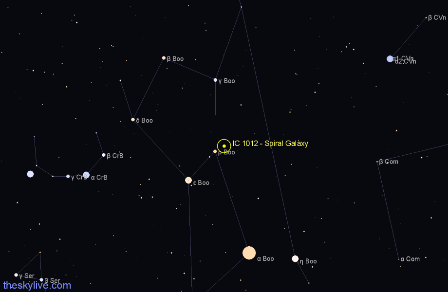 Finder chart IC 1012 - Spiral Galaxy in Boötes star