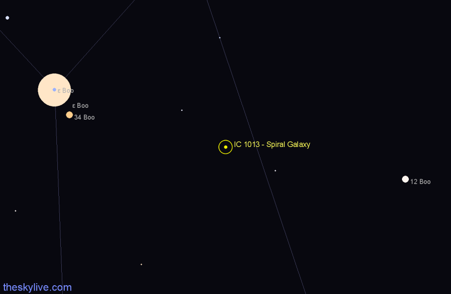 Finder chart IC 1013 - Spiral Galaxy in Boötes star