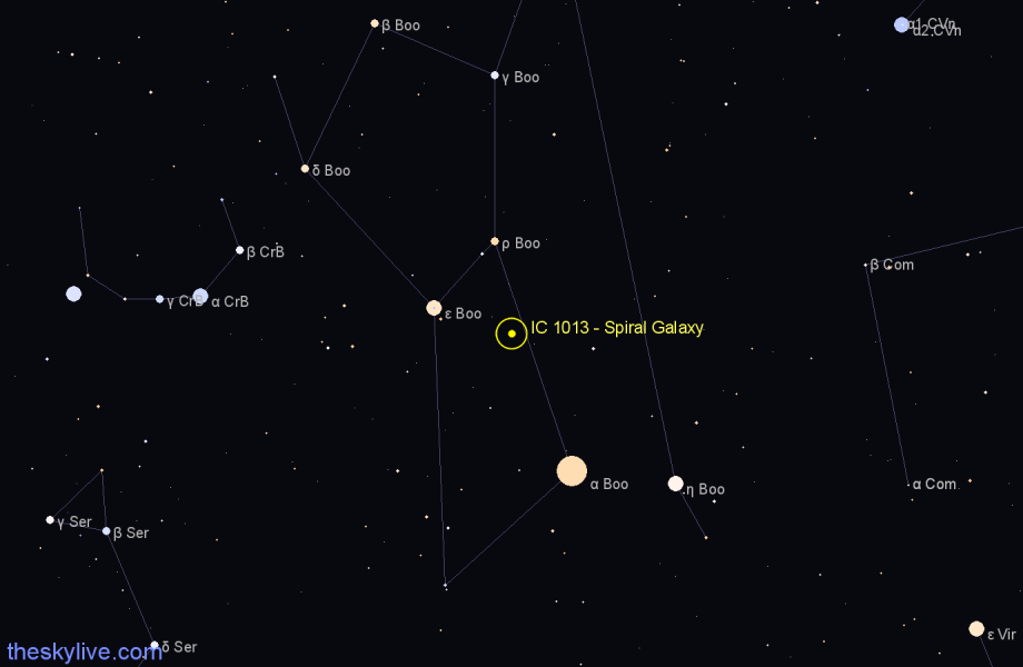 Finder chart IC 1013 - Spiral Galaxy in Boötes star