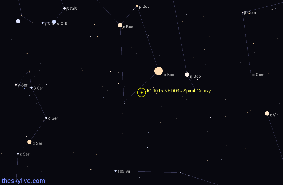 Finder chart IC 1015 NED03 - Spiral Galaxy in Boötes star